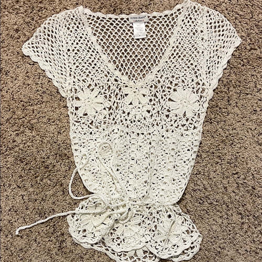 Guess White Crochet Blouse